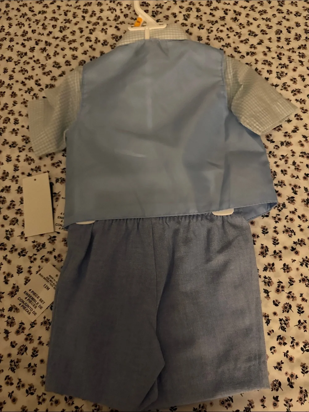 The Children's Place Light Blue Boys' Vest & Shorts Set with Navy Bow Tie